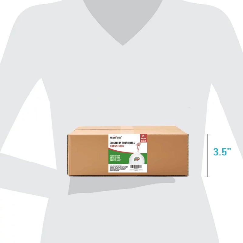 BEIDOU-PAC 30 Gallon Trash Bags Drawstring, 75 Count, White & Unscented, Multi-purpose Garbage Bags Can Liners for Business Home Kitchen Commercial and Industrial - Image 3